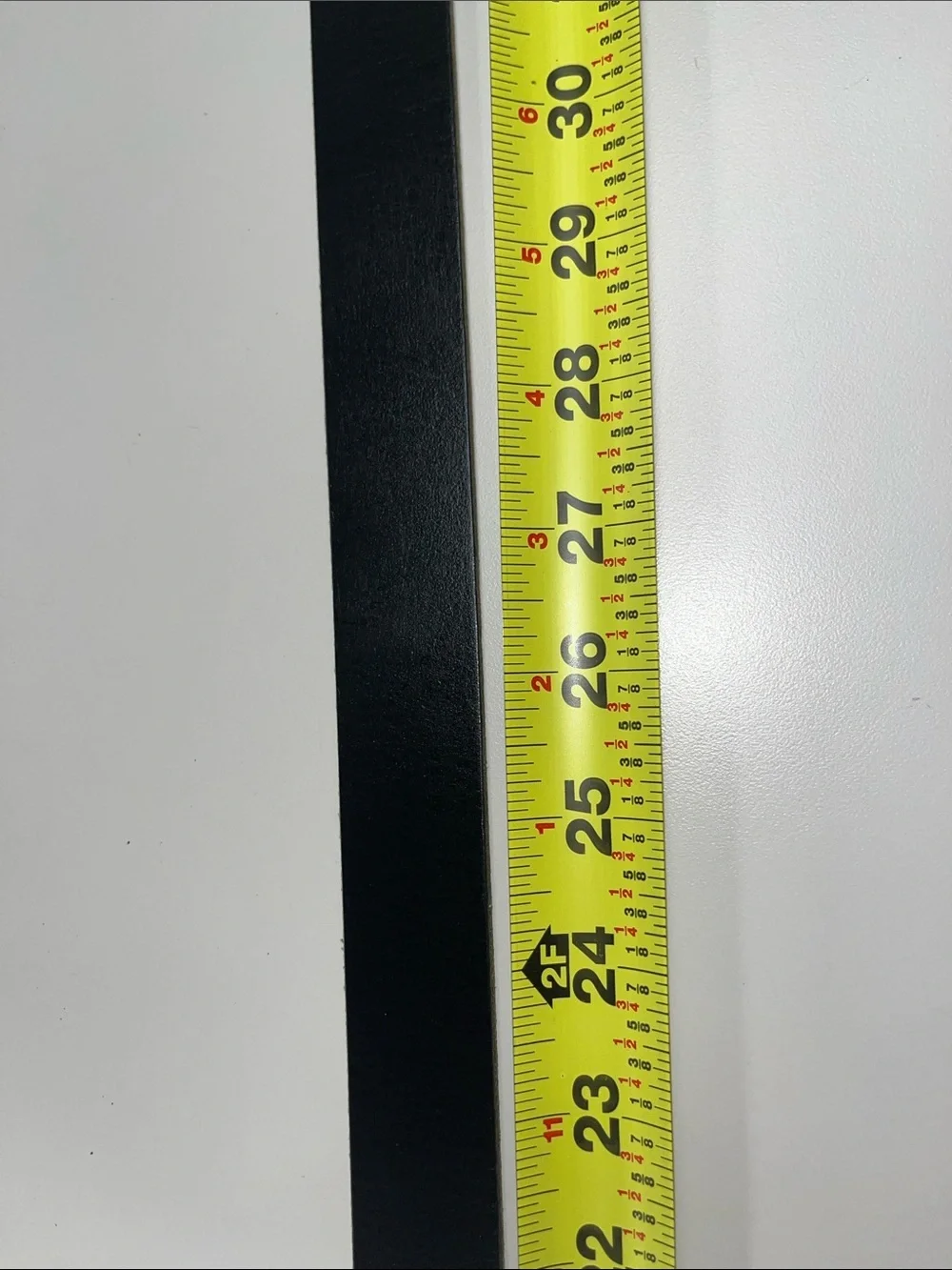 Source Unknown Black Leather Belt with Brass-Tone Buckle